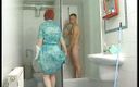 Xfamster: Spex redhead granny gets fingered and fisted after pissing