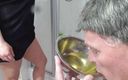 Femdom Austria: Piss drinking from pet bowl