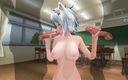 H3DC: 3D Hentai Neko Girl Sucks Two Cocks at Once