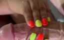 Latina malas nail house: Neon nails teasing a hard dick and making it cum