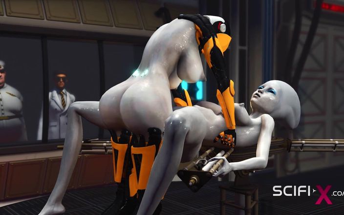 SciFi-X transgender: Futa sex robot plays with a female alien in the...