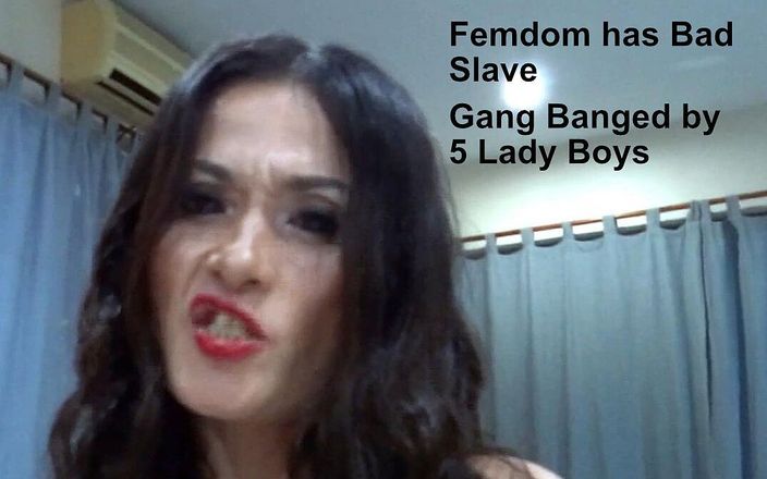 Asian Goddess TG: Femdom Has Bad Slave Gangbanged by 5 Ladyboys