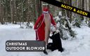 Matty and Aiden: Twinks Matty and Aiden Christmas outdoor blowjob on the snow