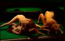 Vintage Usa: Lesbian foursome pussy licking party on the pool table