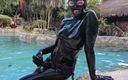 Lady Valeska femdom: Worship Your Rubber Goddess by the Pool