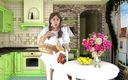 Regina Noir: Cheerful maid without panties eats a lot of bananas in...