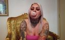Fetish Videos By Alex: Tattooed blonde lady with a bubble gum